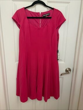 Karl Lagerfeld Hot Pink Scoop Neck Midi Dress
